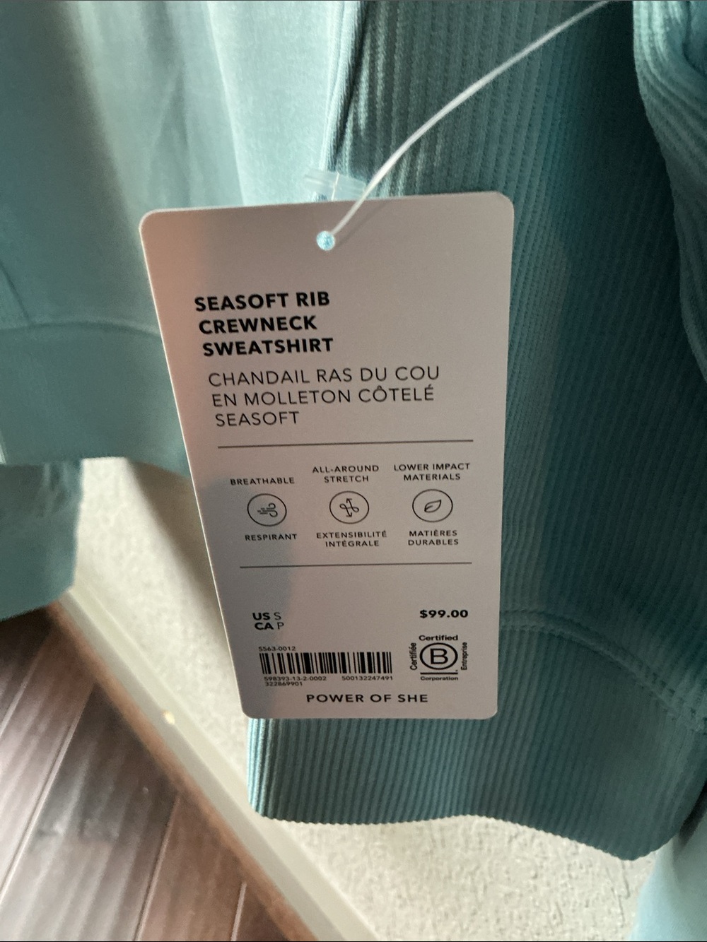 Athleta Seasoft Rib Crewneck Sweatshirt-Waterloo Blue - Picture 3 of 6